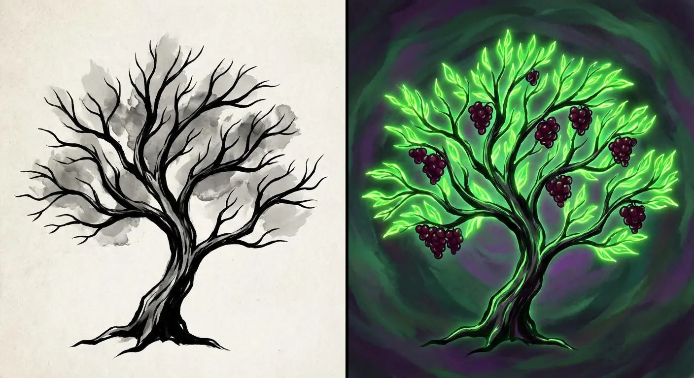 Colorful poison tree with red fruit