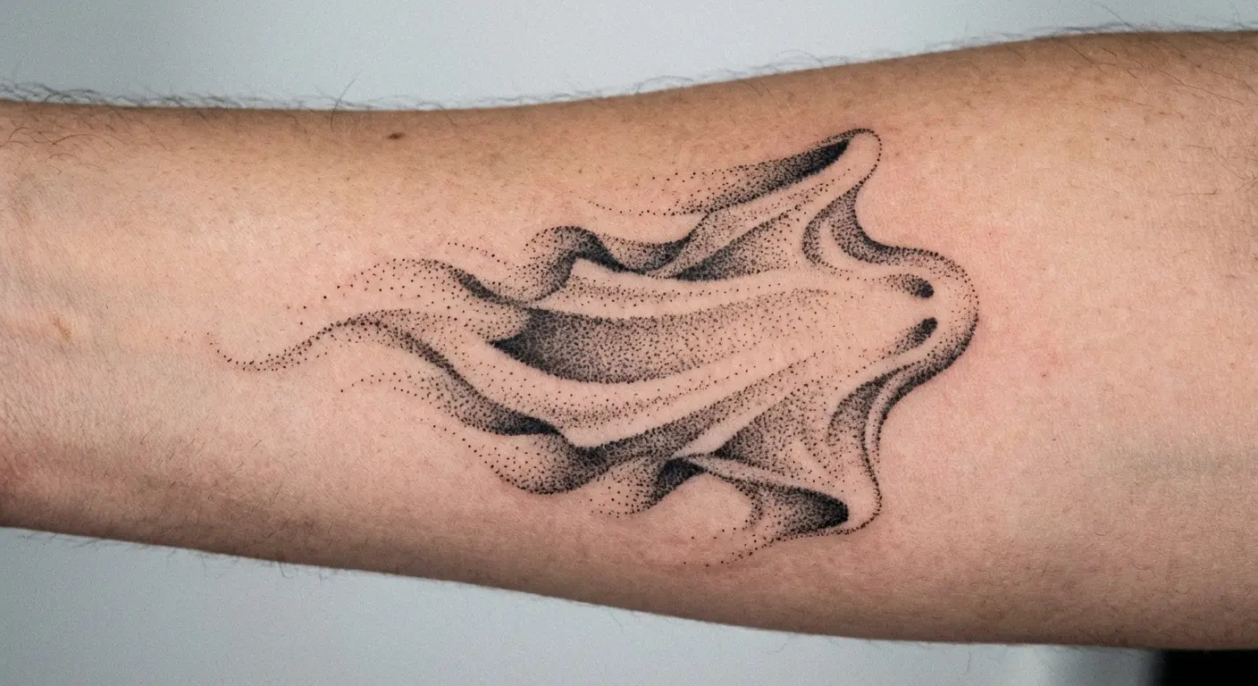 Dotwork style ghost tattoo design