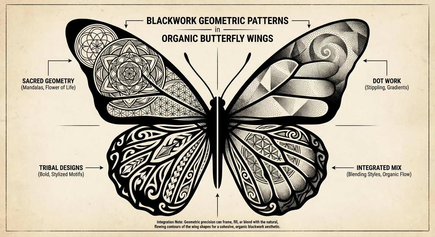 Blackwork geometric hybrid that actually works