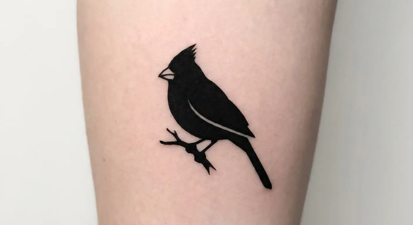 Minimalist cardinal silhouette tatt oo design