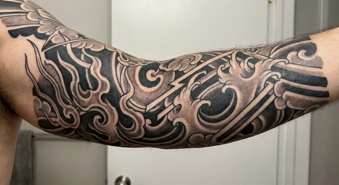 Traditional Japanese wave merge curse mark