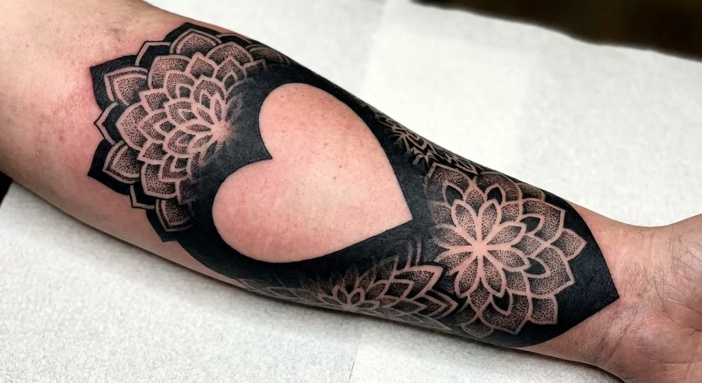 Blackwork negative space heart