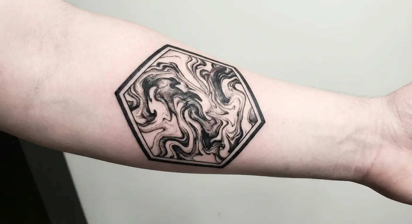 Geometric framework containing suminagashi flowing patterns