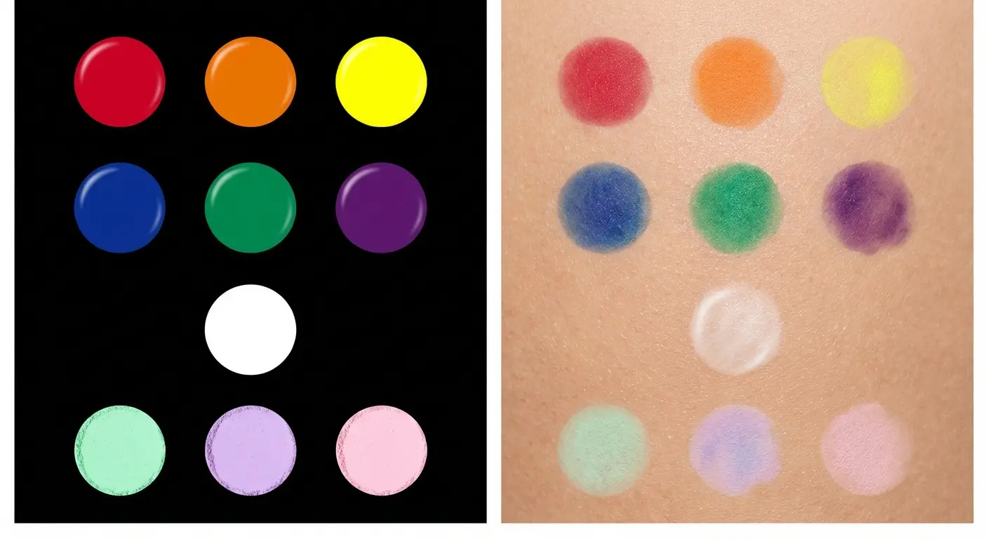 Color comparison over black foundation