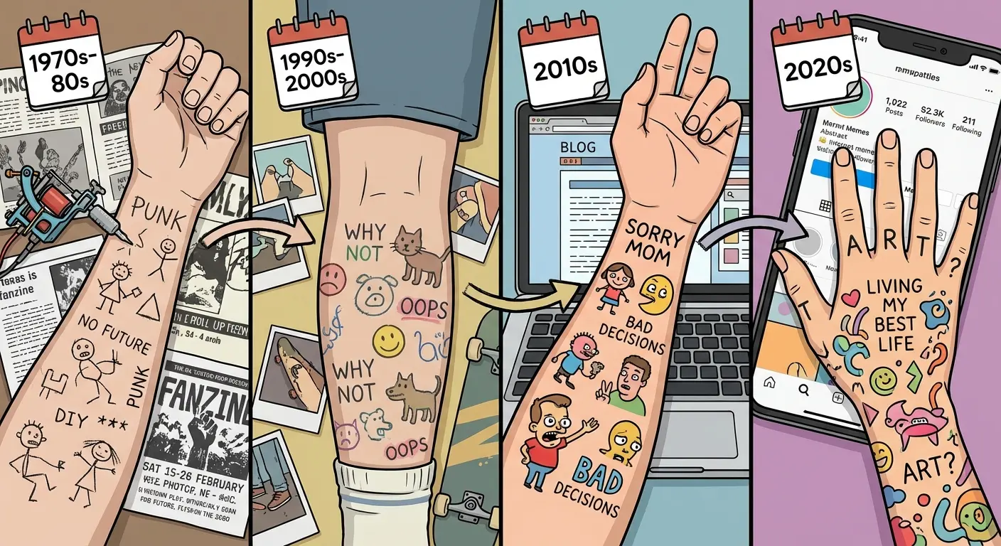 Crooked star ignorant style tattoo