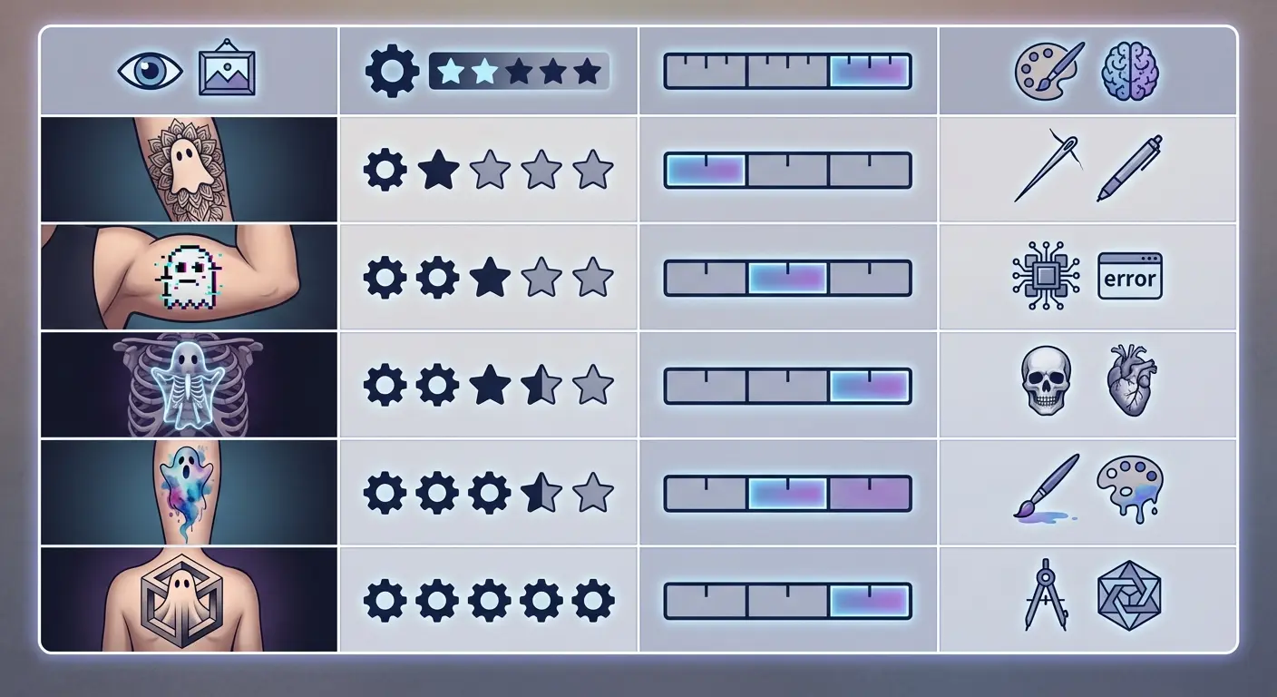 Unconventional abstract ghost tattoo design