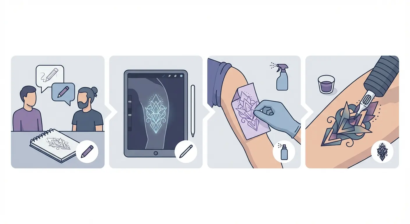 Multiple AI-generated variations of three dot tattoo designs