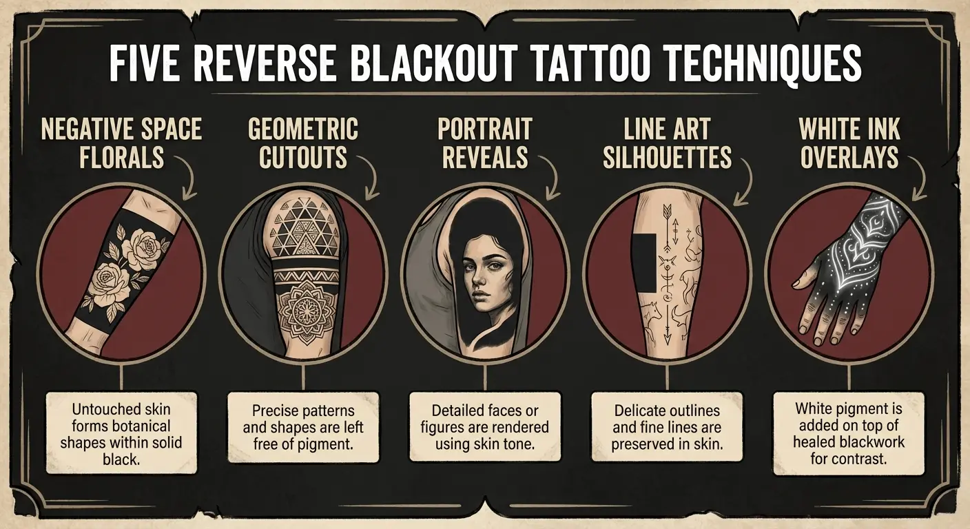 Floral reverse blackout design with negative space