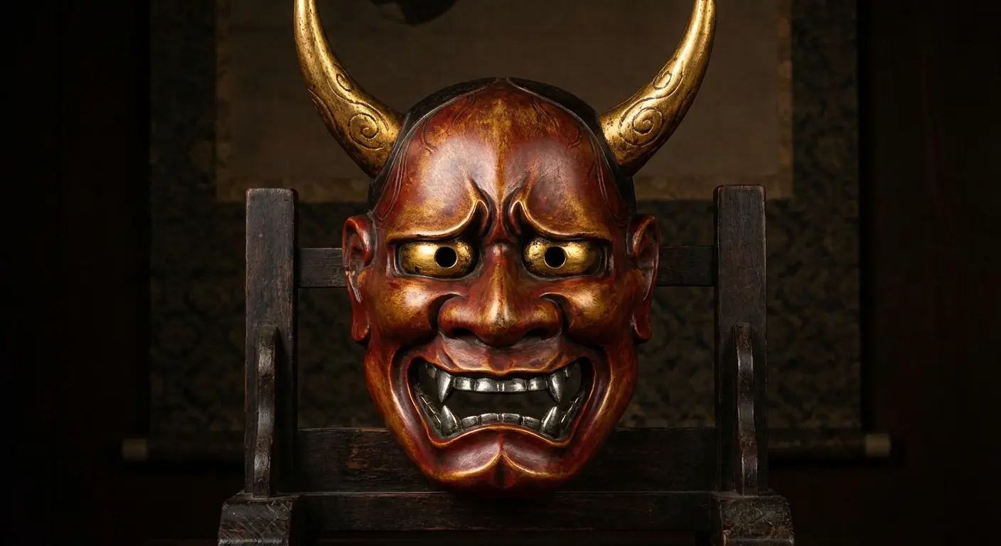 A hannya mask mid-transformation. Notice how the artist captured that moment between human grief and demonic rage.