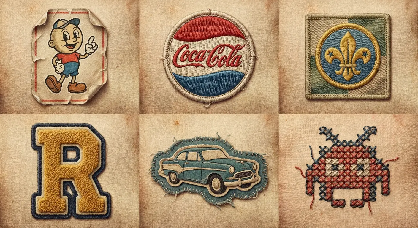 Vintage band patch tattoo on upper arm