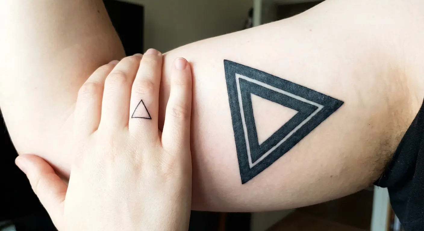 Small triangle tattoos on fingers - subtle but still intentional