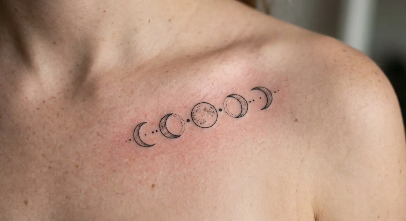 Minimalist moon phases tattoo design