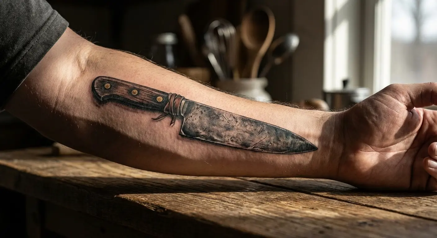 Professional tool tattoo design with personal details