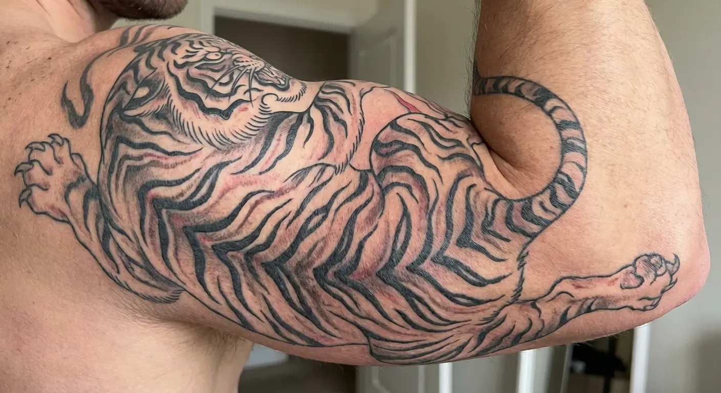 Tiger bicep irezumi tattoo wrap