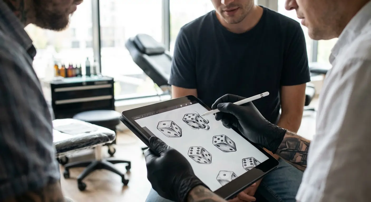 Dice tattoo design visualization examples