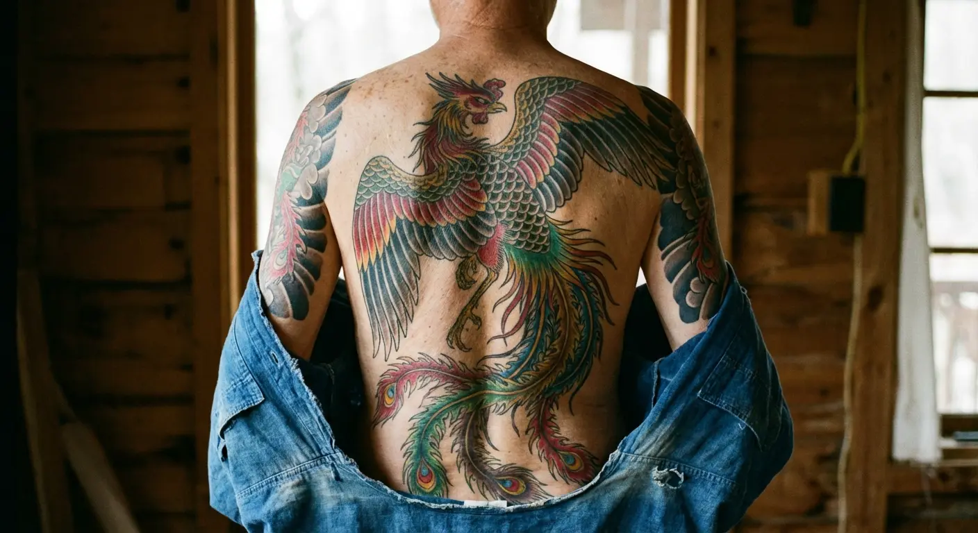 Phoenix back irezumi tattoo design