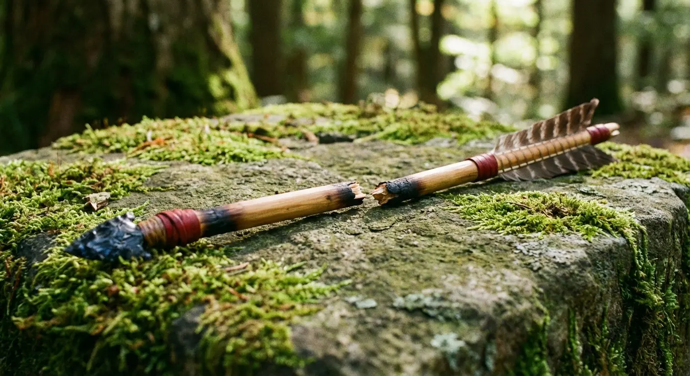 Broken arrow tattoo symbolizing peace or incompletion