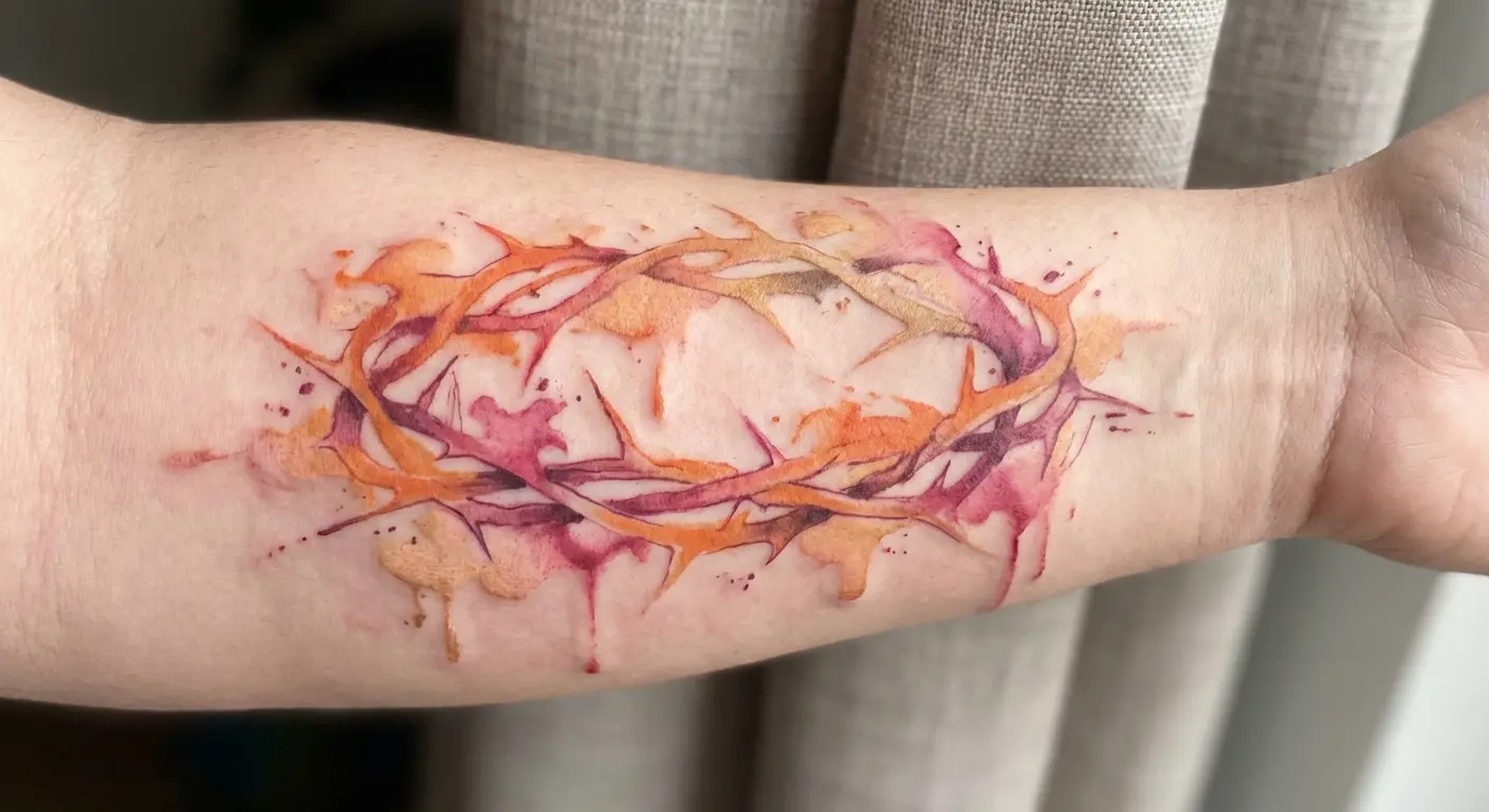 Watercolor style crown with soft color bleeds and blurred edges