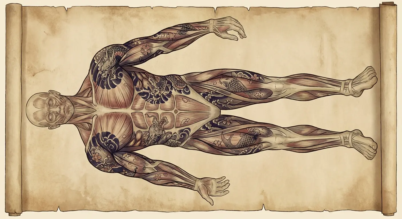 Traditional irezumi tattoo on body