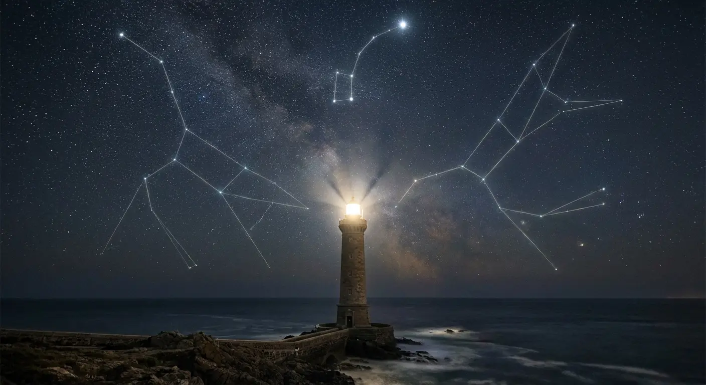 Lighthouse with North Star alignment tattoo