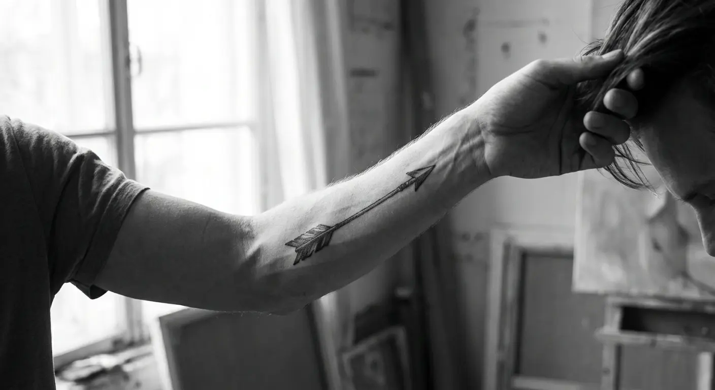 Arrow tattoo placement on forearm and spine