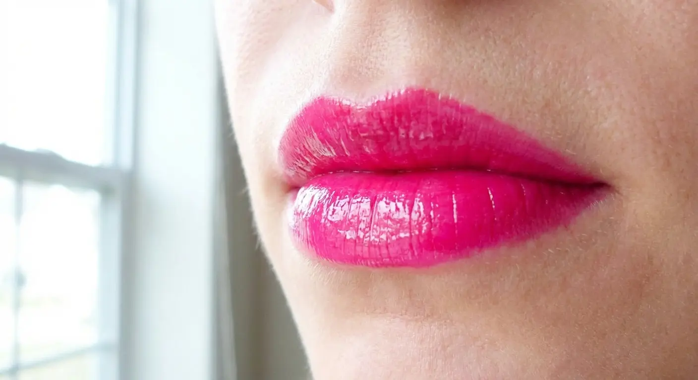 Hot pink lip tattoo vibrant color