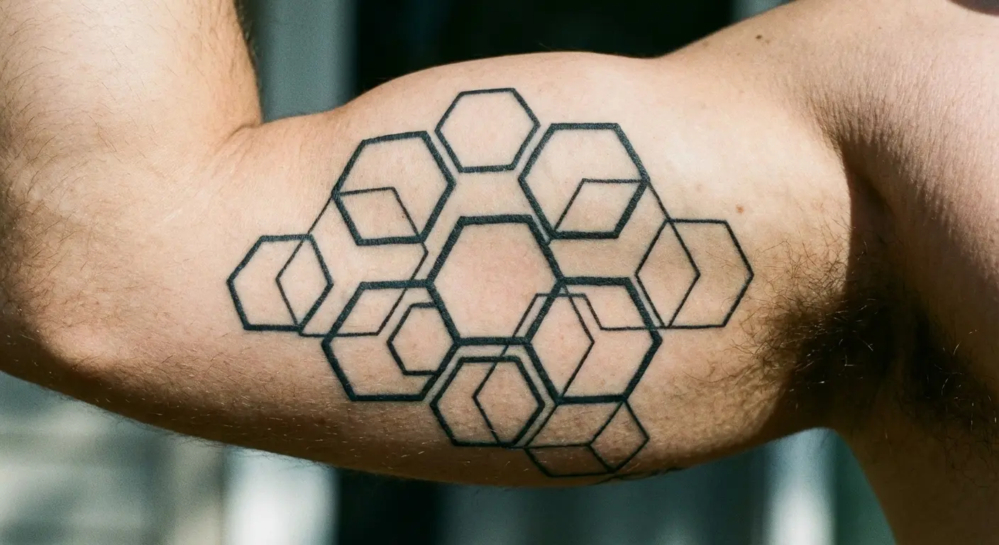 Hexagons clustered on a bicep