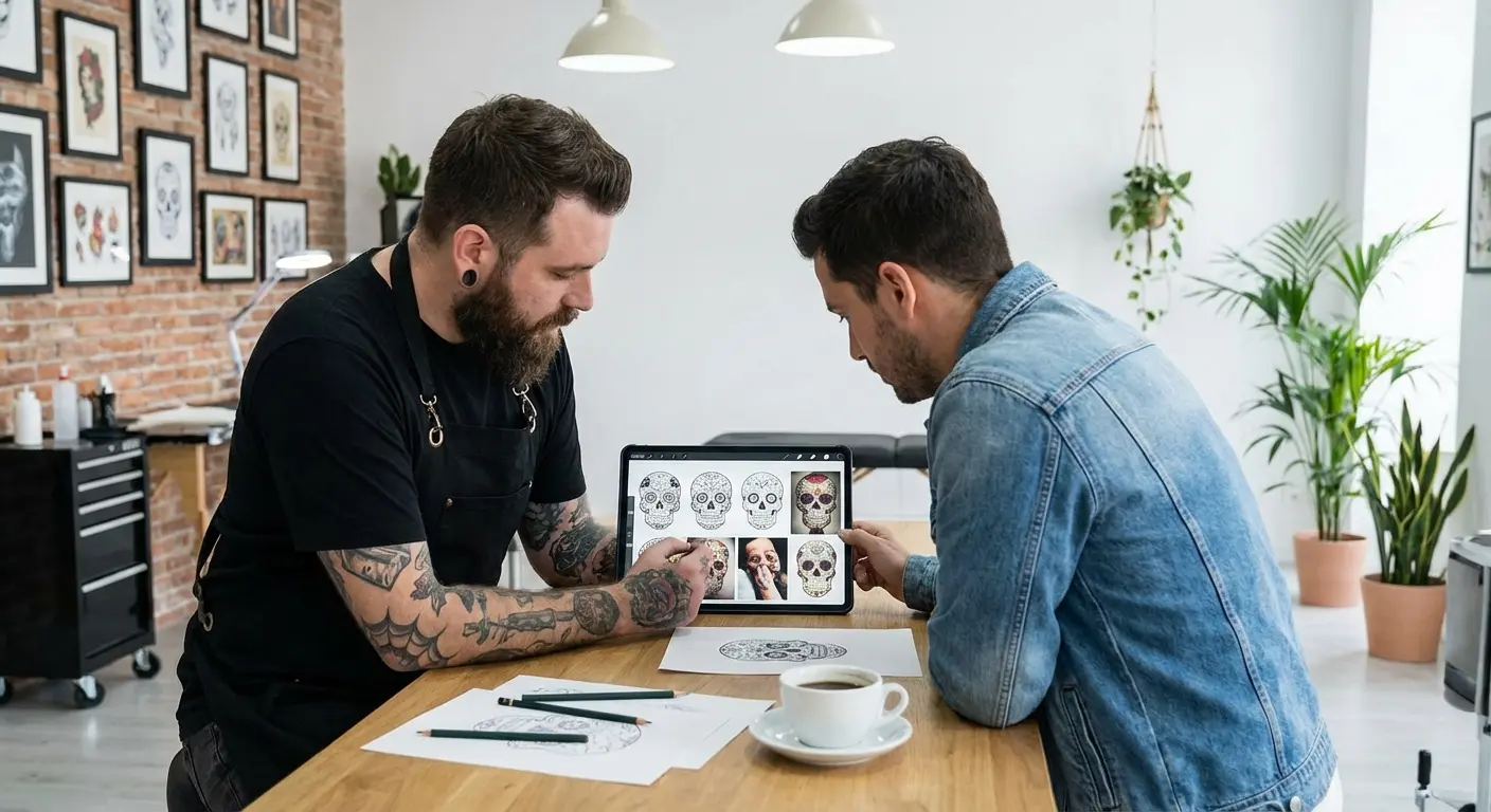 Sugar skull tattoo design variations