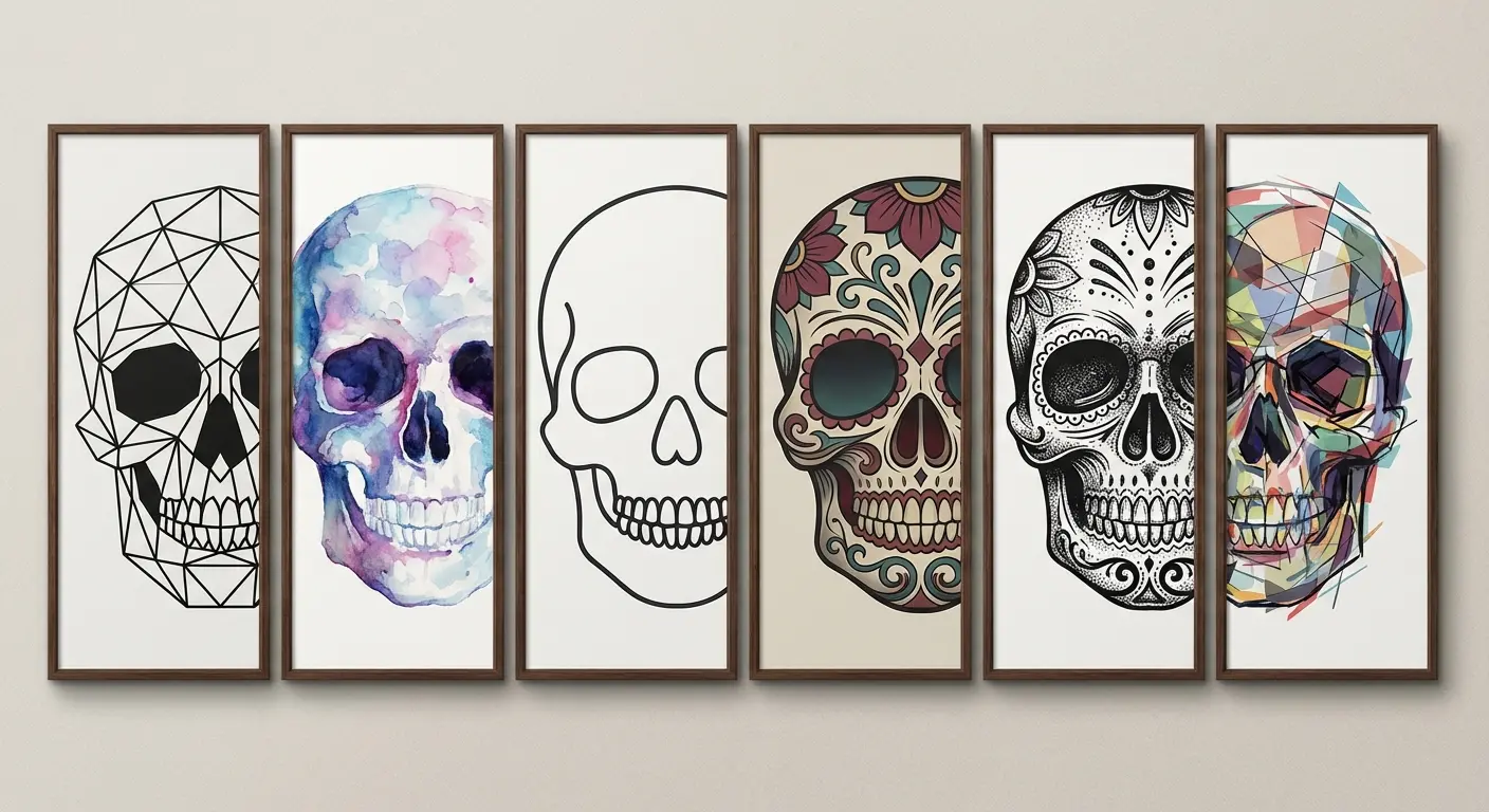 Modern geometric sugar skull tattoo design