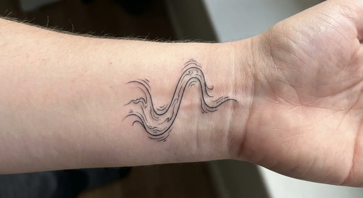 Inner wrist fineline tattoo following tendons