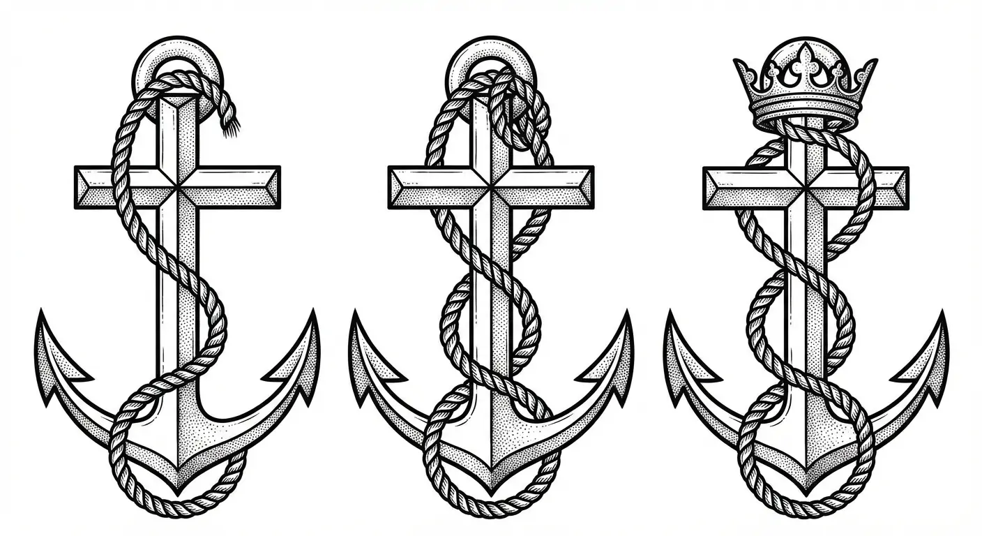 Anchor cross tattoo design