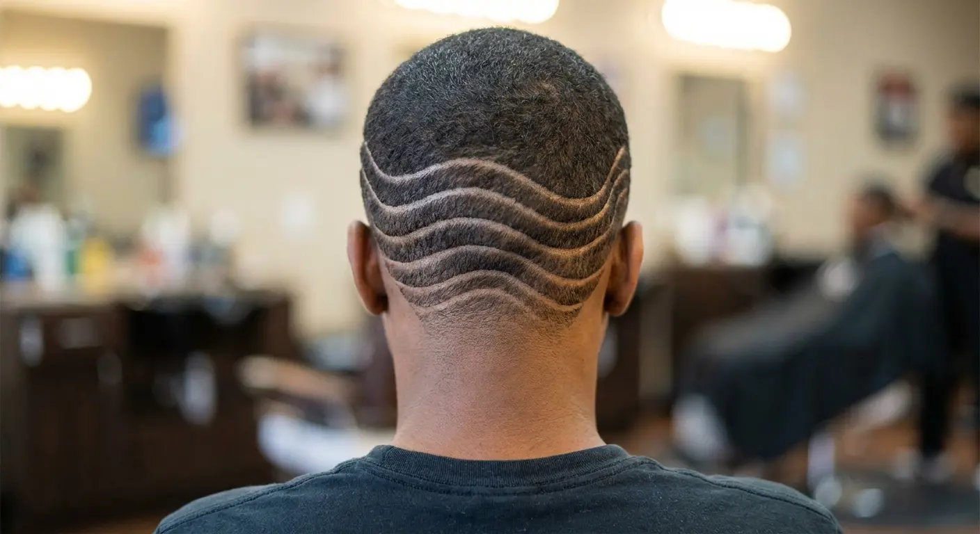 Minimalist wave pattern hair tattoo