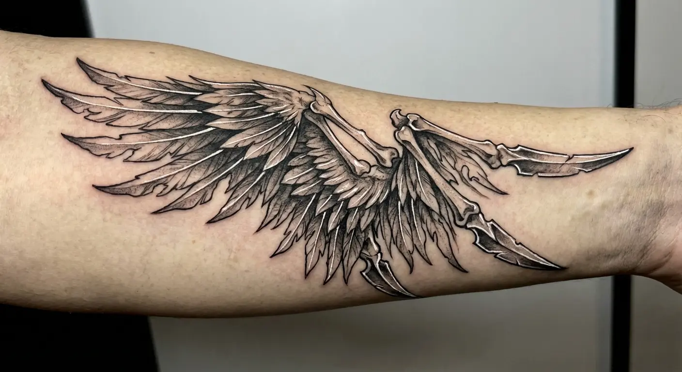 Torn angel wings tattoo design