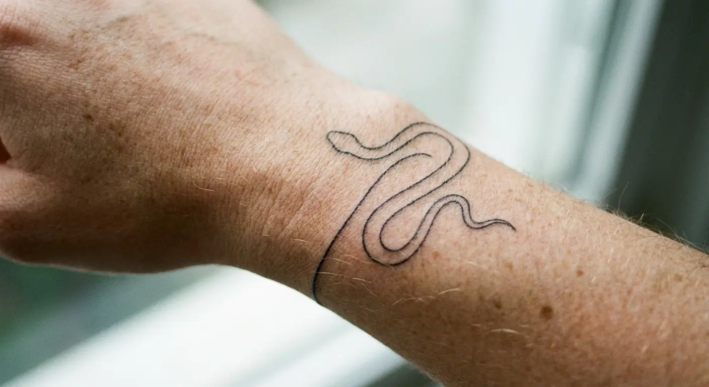 Minimalist serpent coil tattoo design