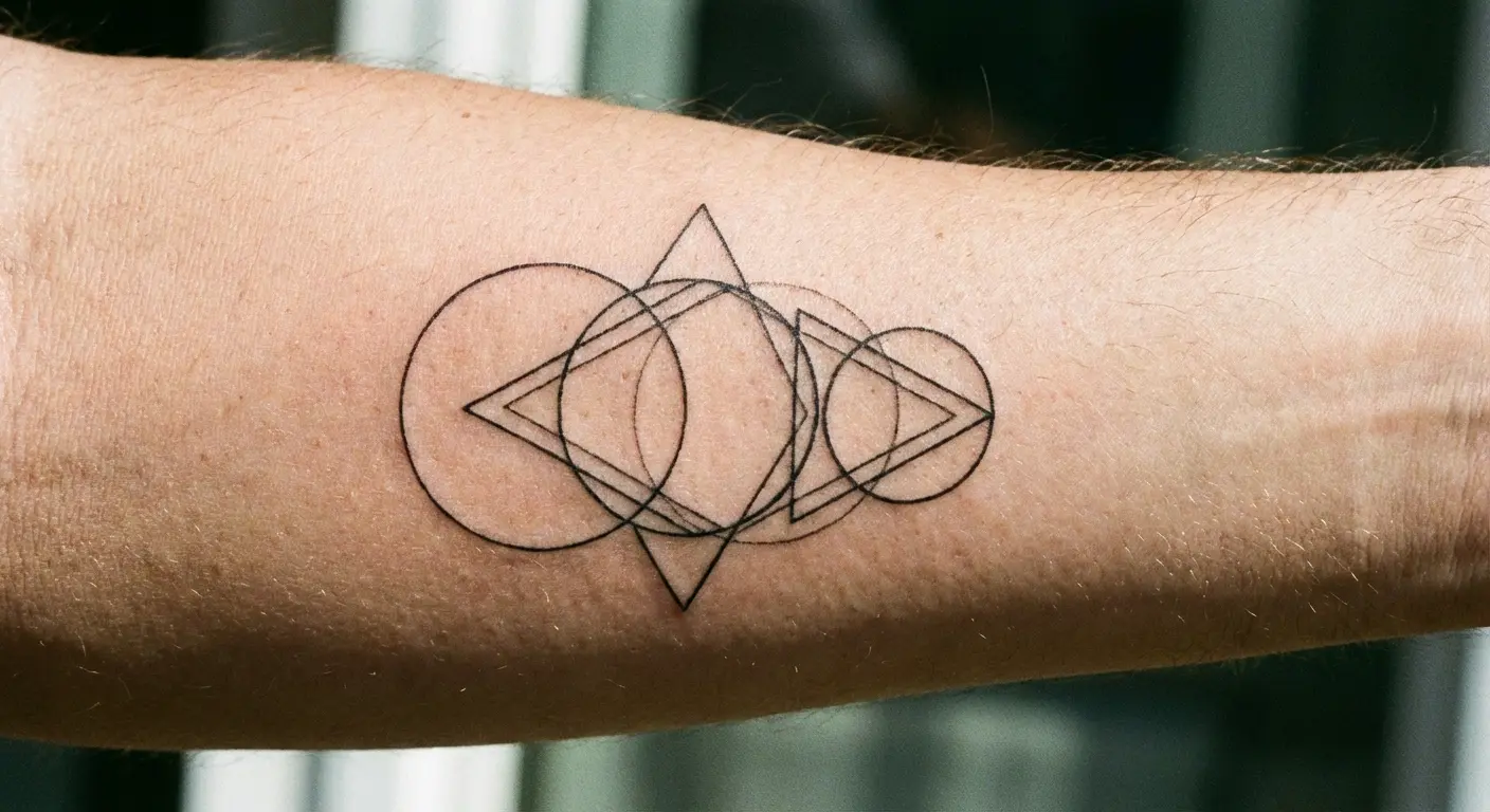 Geometric fineline tattoo cluster design
