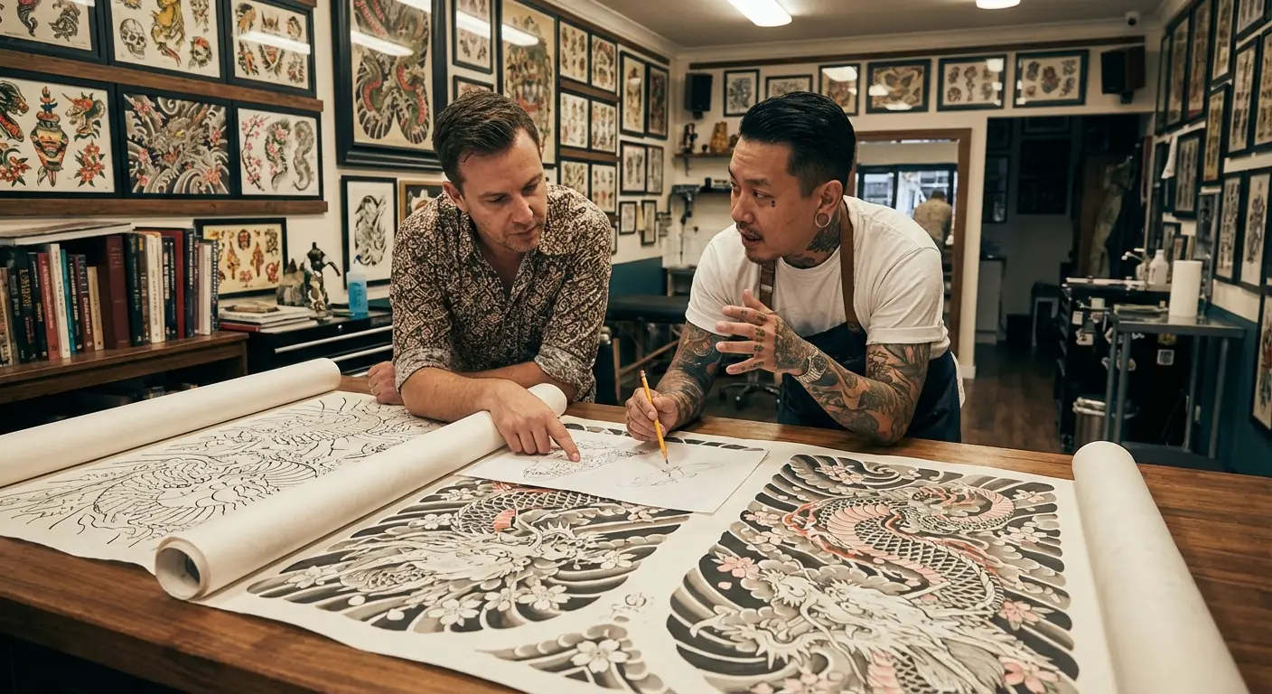 Example of complete Japanese tattoo composition