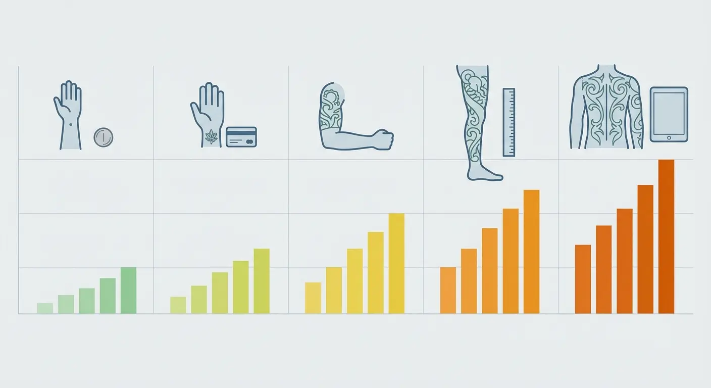 Various tattoo sizes from small to large