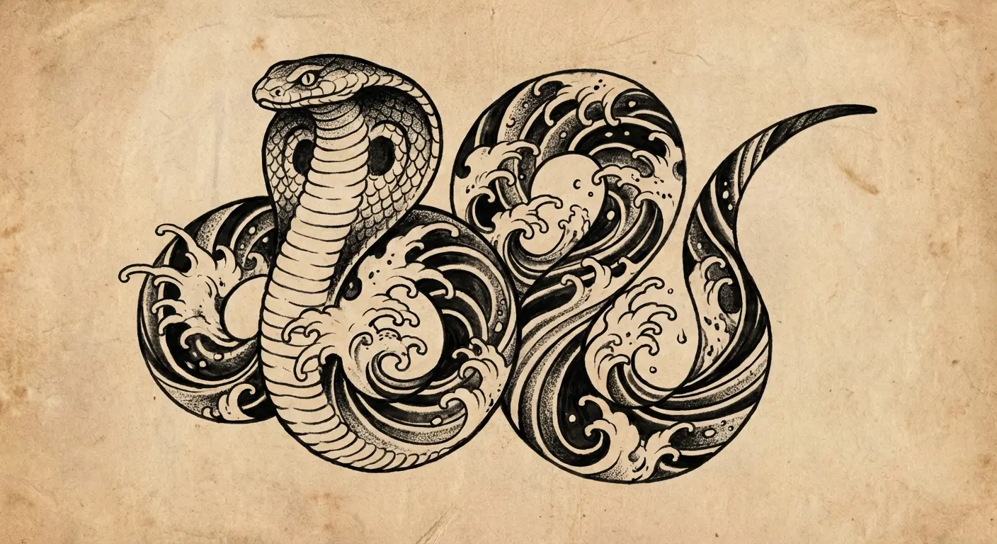 Negative space cobra tattoo design