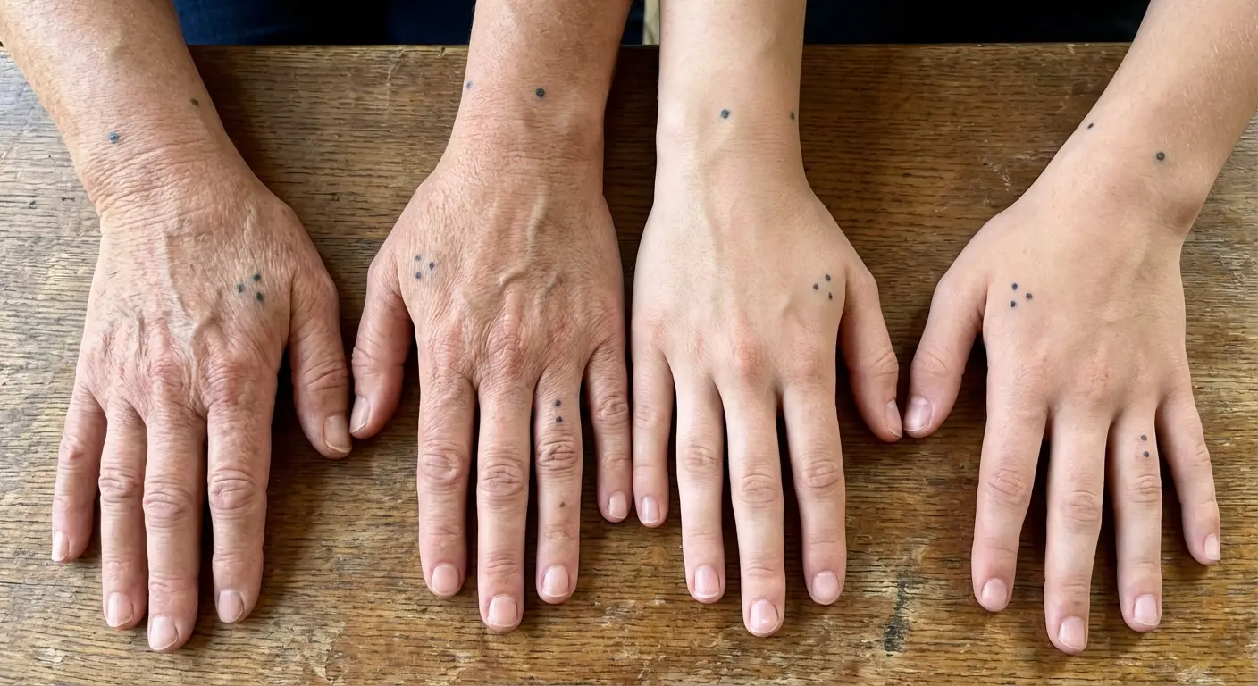 Three dots tattoo on hand placement