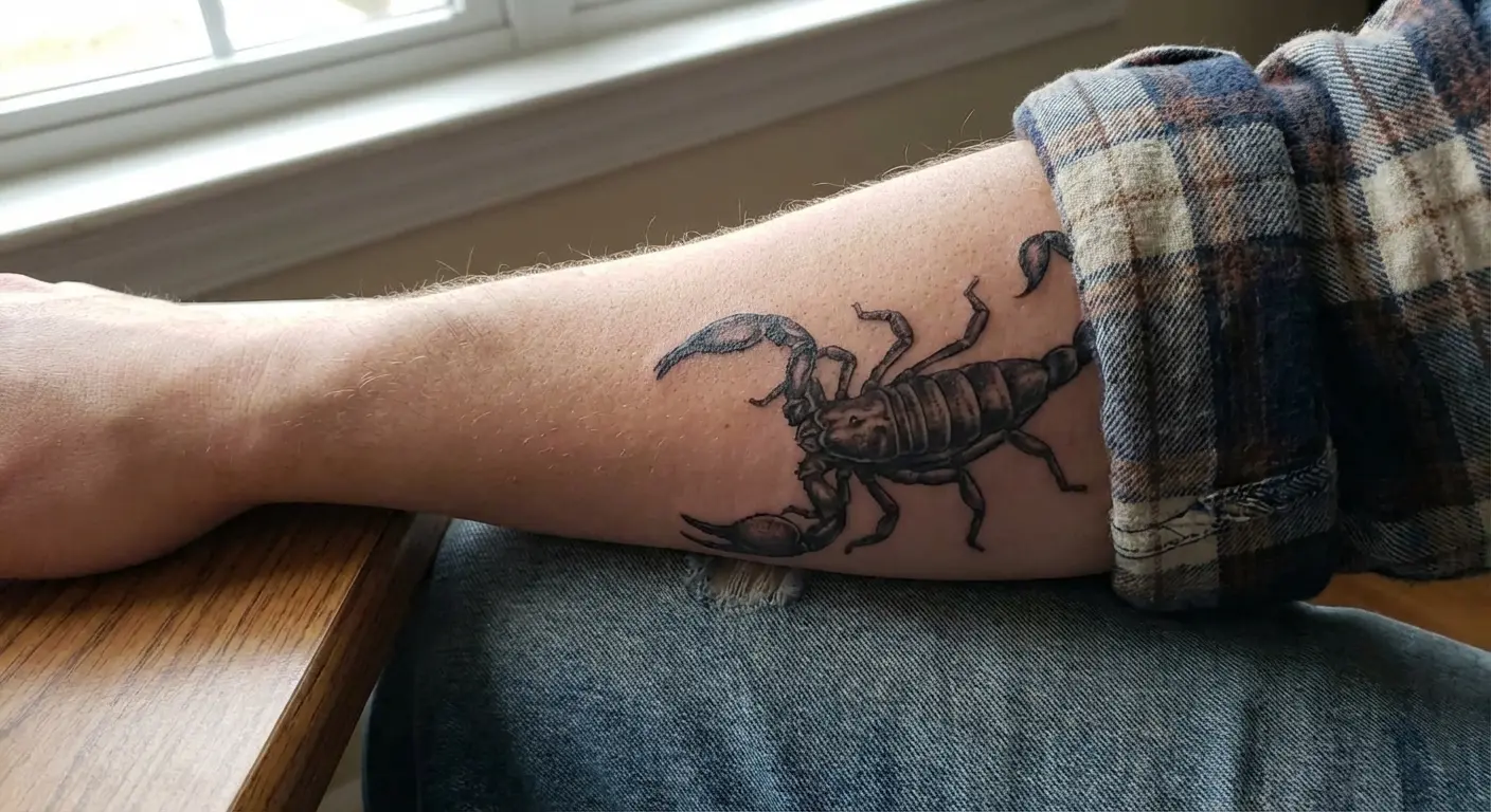 Visible forearm scorpion placement