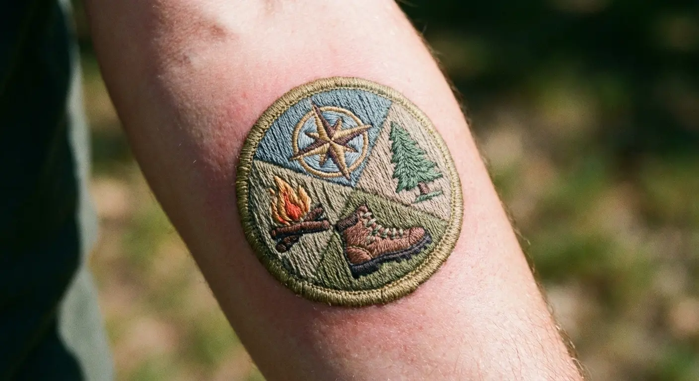 Scout badge embroidered patch tattoo design