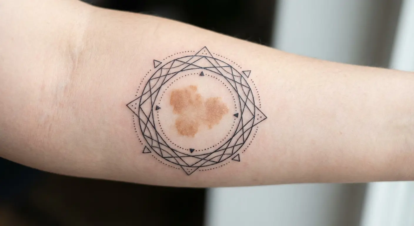 Birthmark frame fineline tattoo design