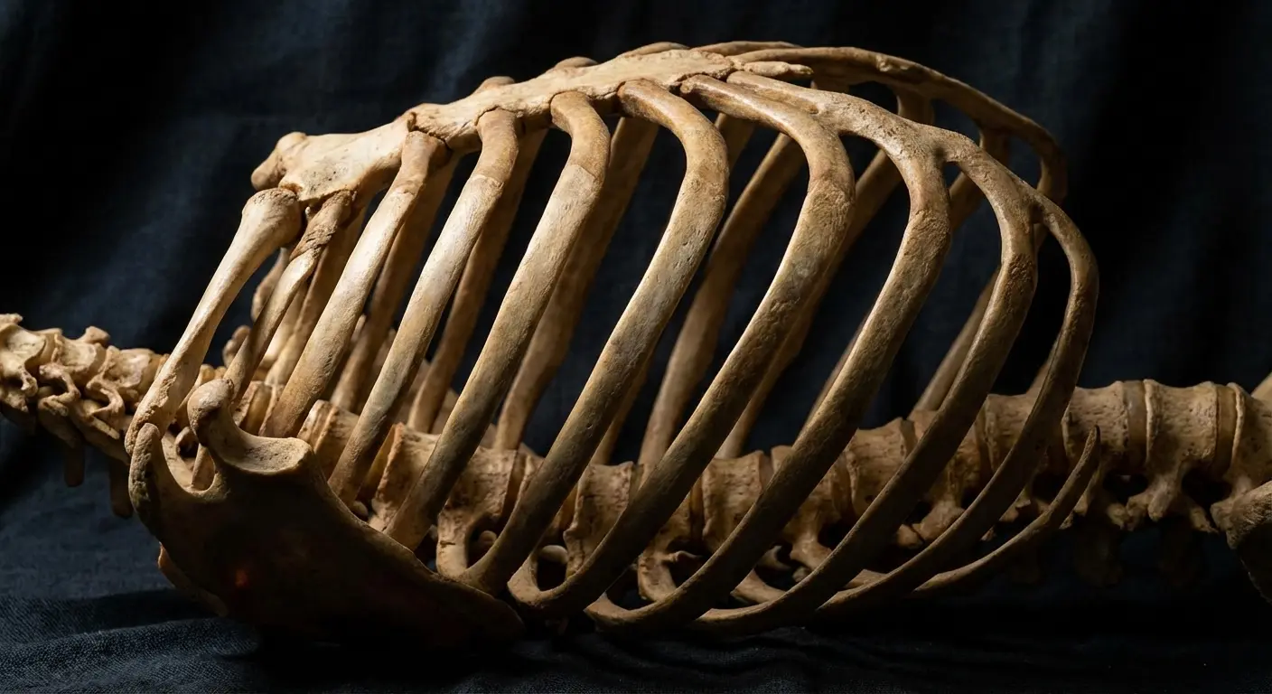 Ribcage spiral ouroboros tattoo following natural contours