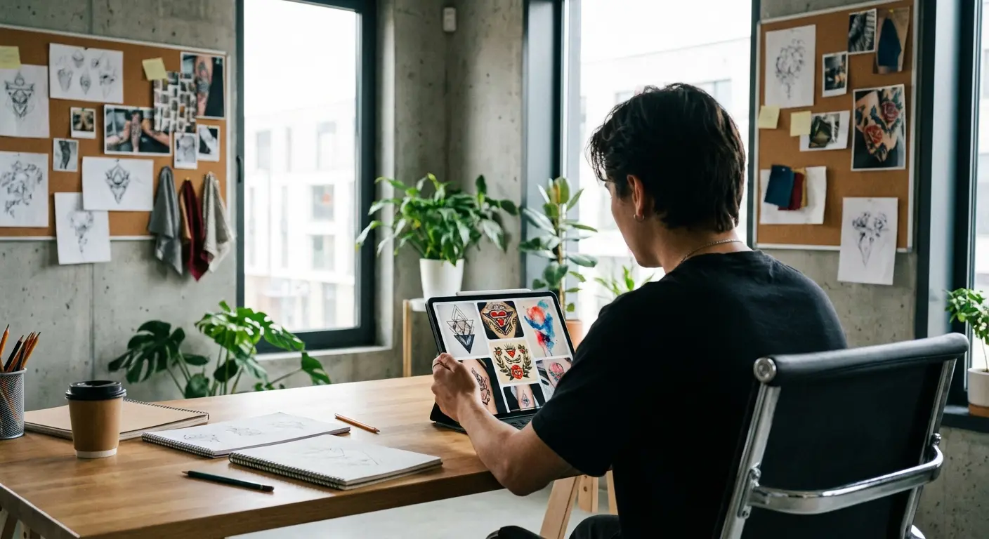 Person designing new tattoo with confidence