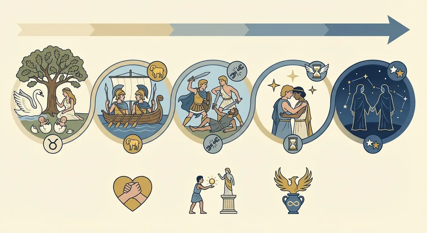 Mythological Gemini twins tattoo design