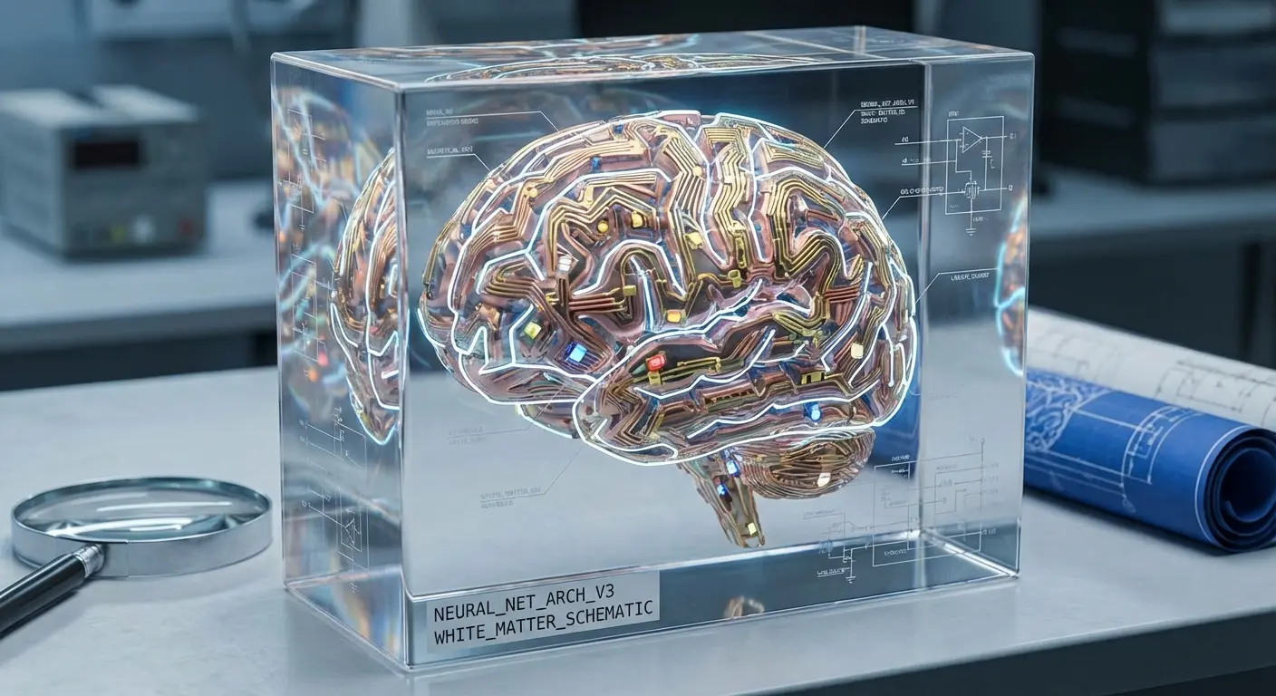 Neural circuitry brain tattoo blending biological pathways with circuit board elements