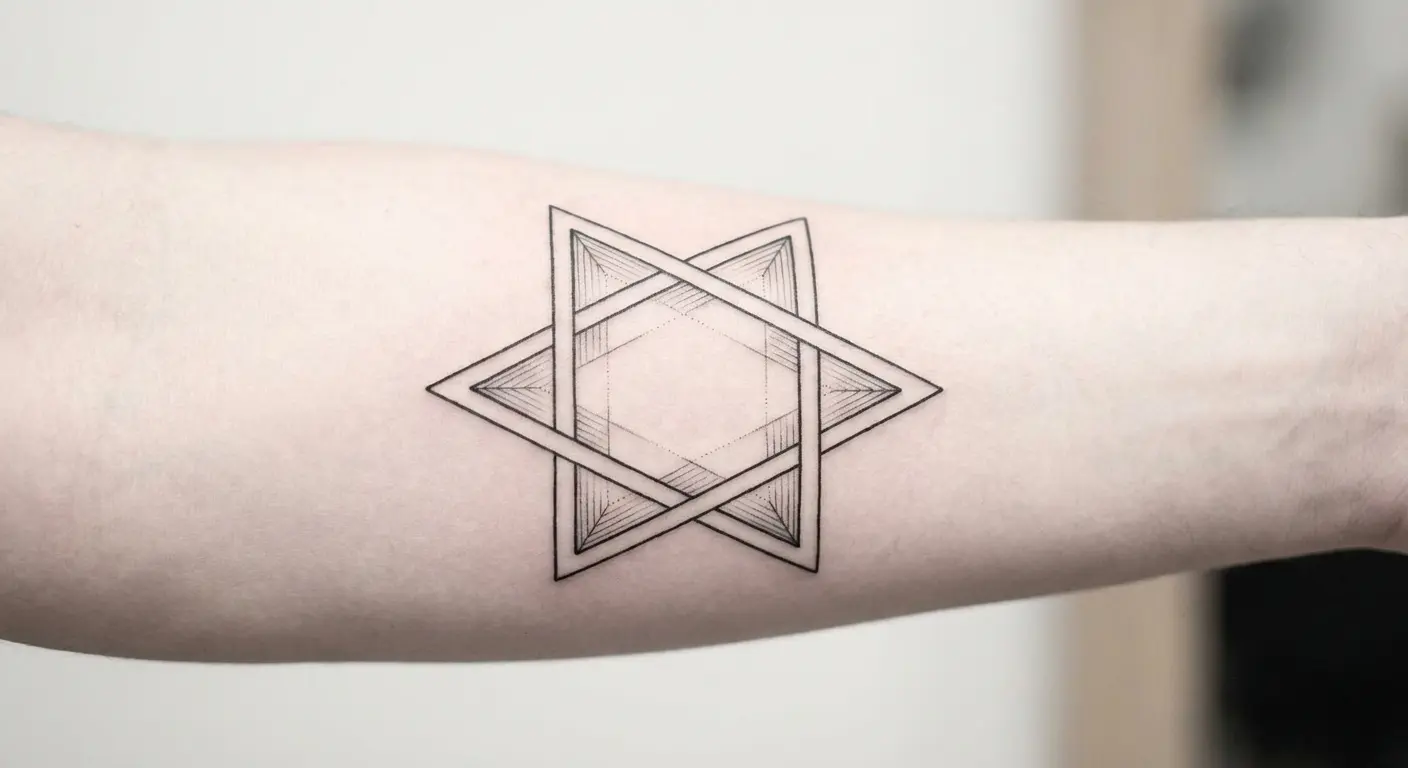 Geometric double triangle Gemini tattoo