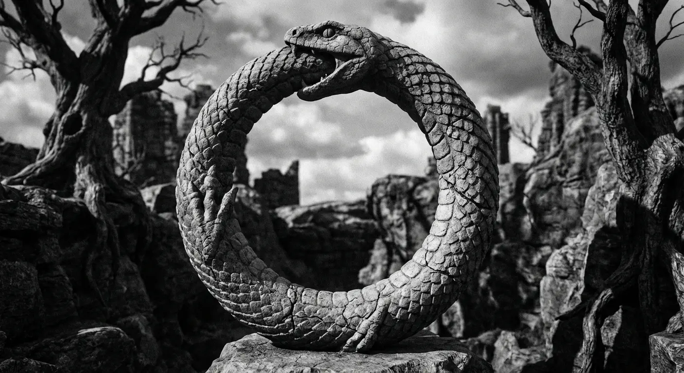 Two-headed snake tattoo representing duality