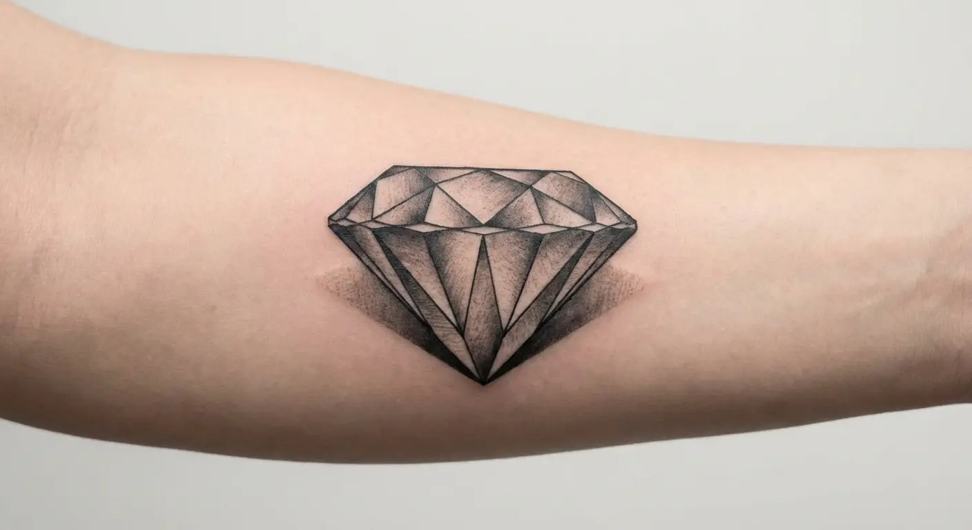 Optical illusion diamond tattoo with 3D effect