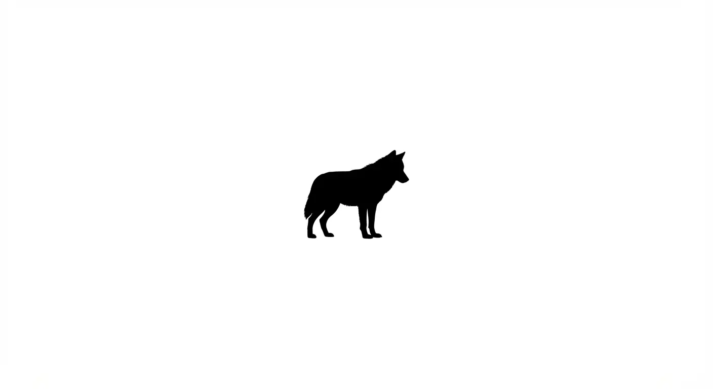 Simple black wolf silhouette with a lot of empty space around it